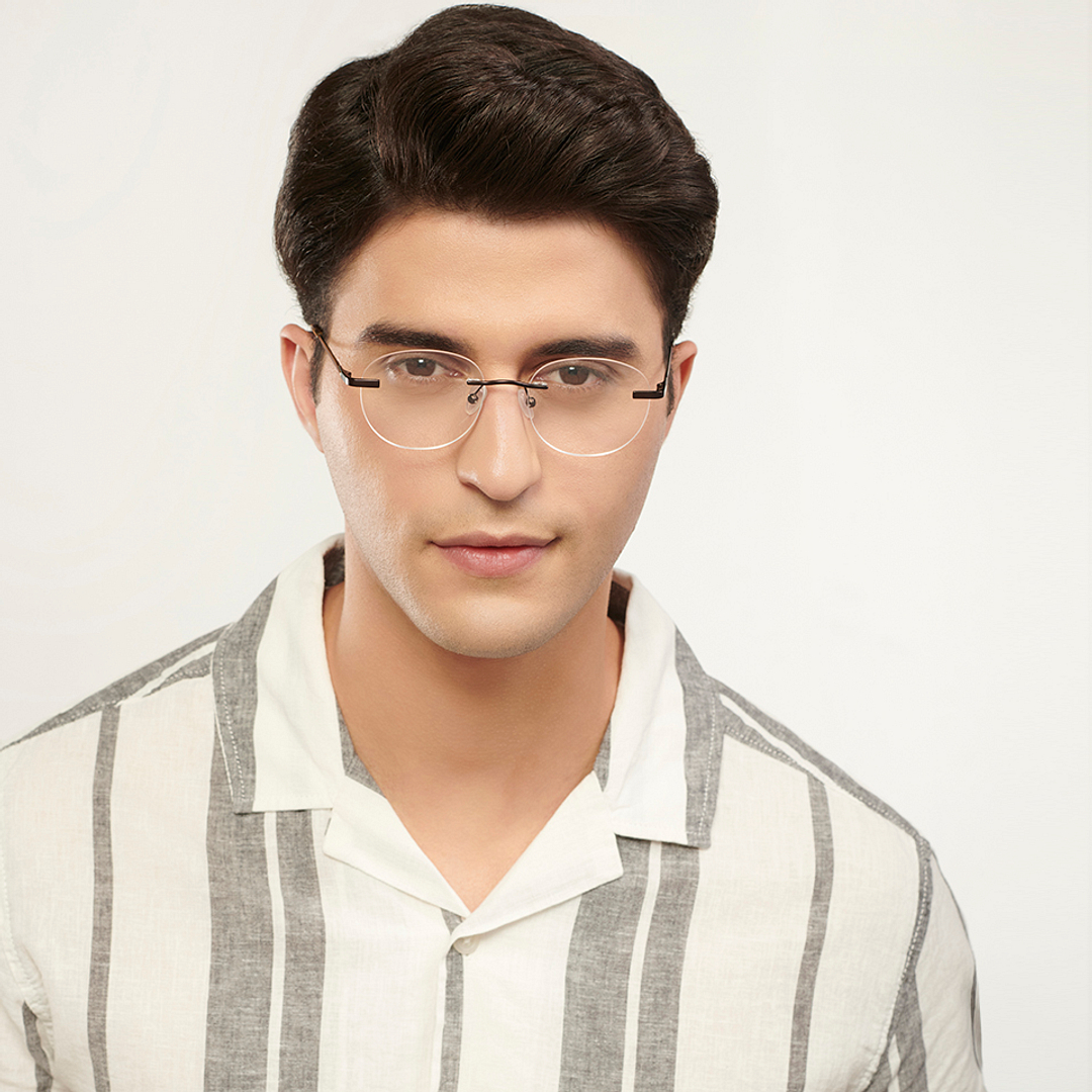 Vincent Chase Online Light Brown Rimless Round left side