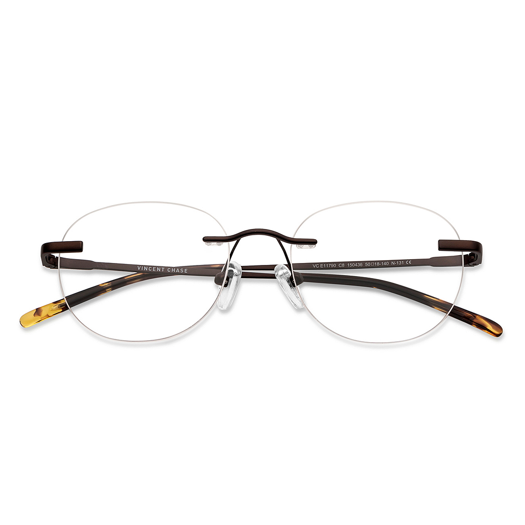 Vincent Chase Online Light Brown Rimless Round left side
