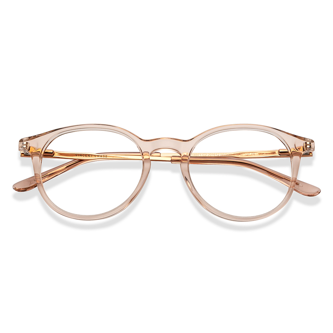Vincent Chase Brown Transparent Full Rim Round left side