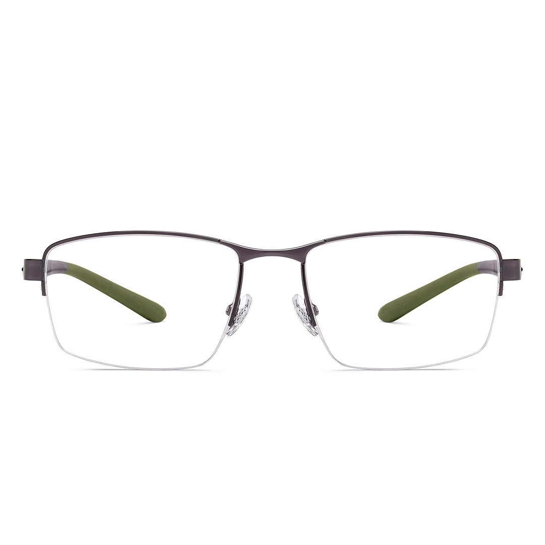 Buy Dark Gunmetal Black Half Rim Rectangle Vincent Chase SLEEK