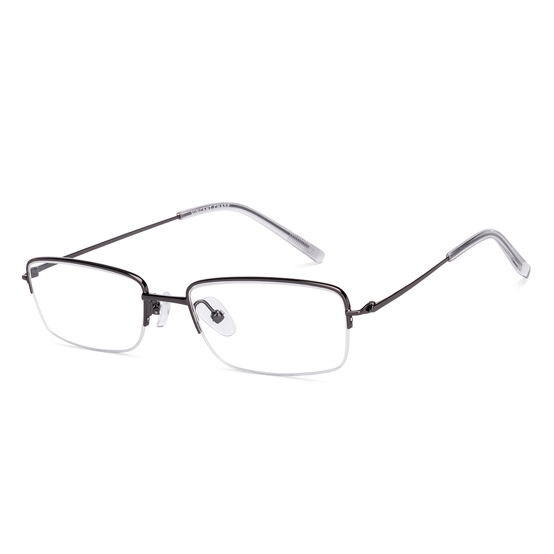 Buy Dark Gunmetal Halfrim Rectangle Vincent Chase SLEEK STEEL VC