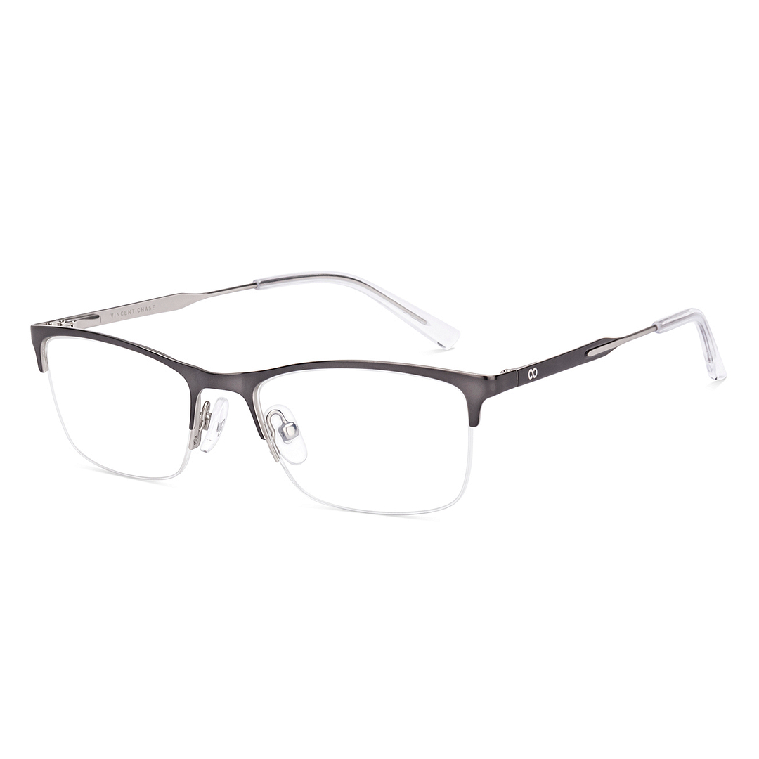 Buy Dark Gunmetal Light Gunmetal Half Rim Rectangle Vincent Chase
