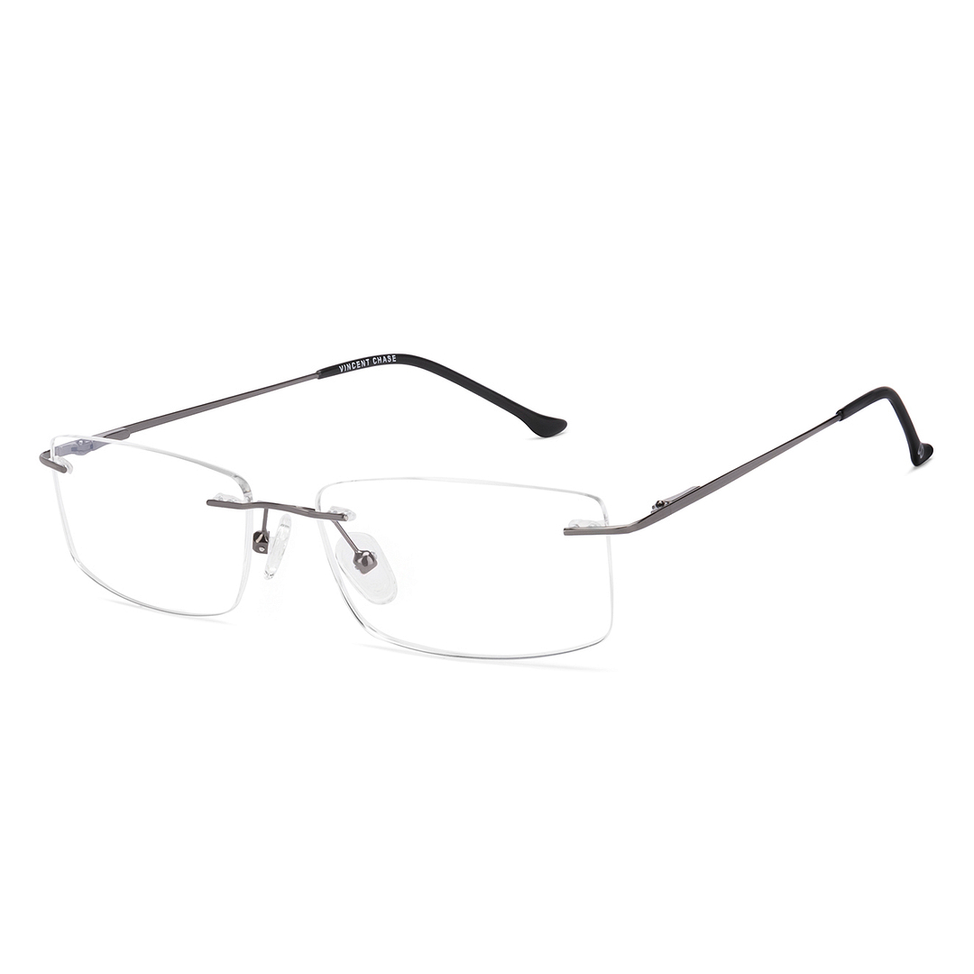 Vincent Chase Dark Gunmetal Rimless Rectangle right side