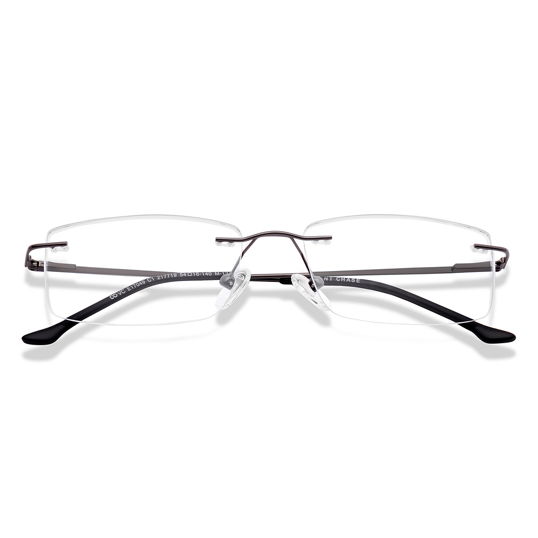 Vincent Chase Dark Gunmetal Rimless Rectangle left side