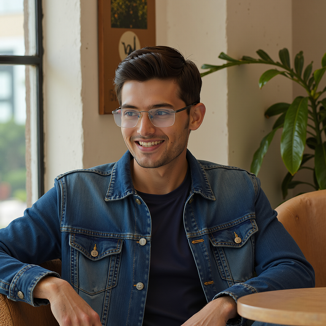 Vincent Chase Dark Gunmetal Rimless Rectangle left side