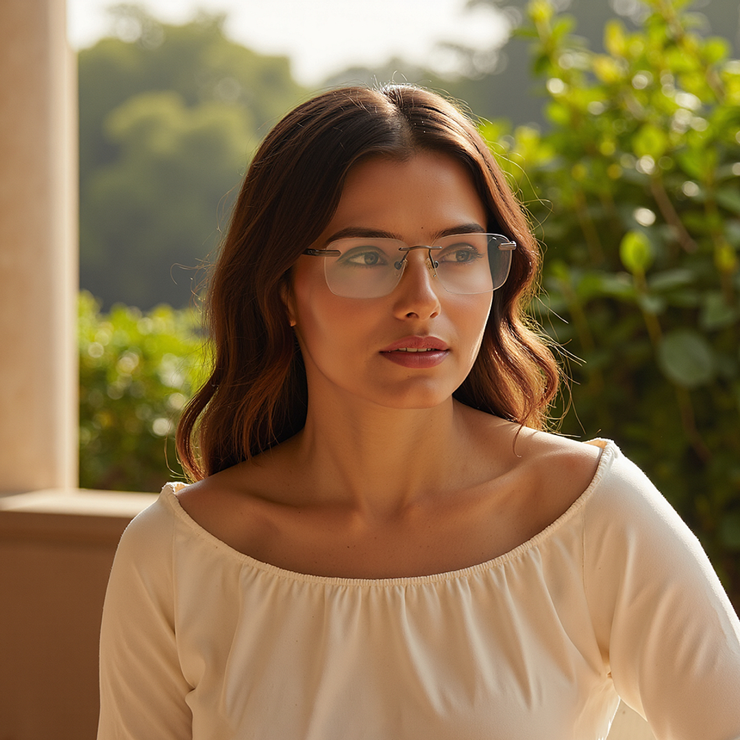 Vincent Chase Dark Gunmetal Rimless Rectangle right side