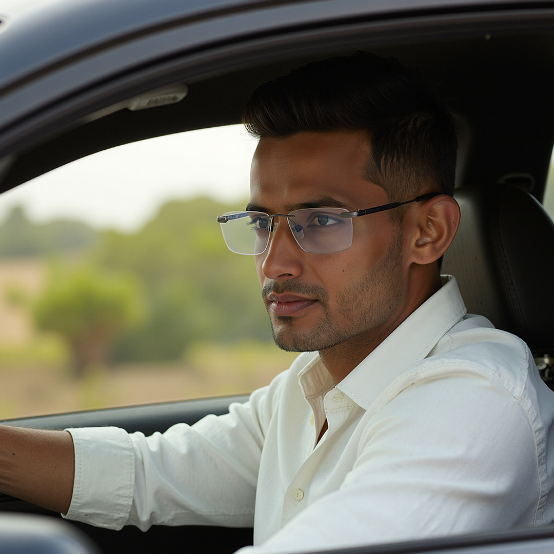 Vincent Chase Dark Gunmetal Rimless Rectangle left side