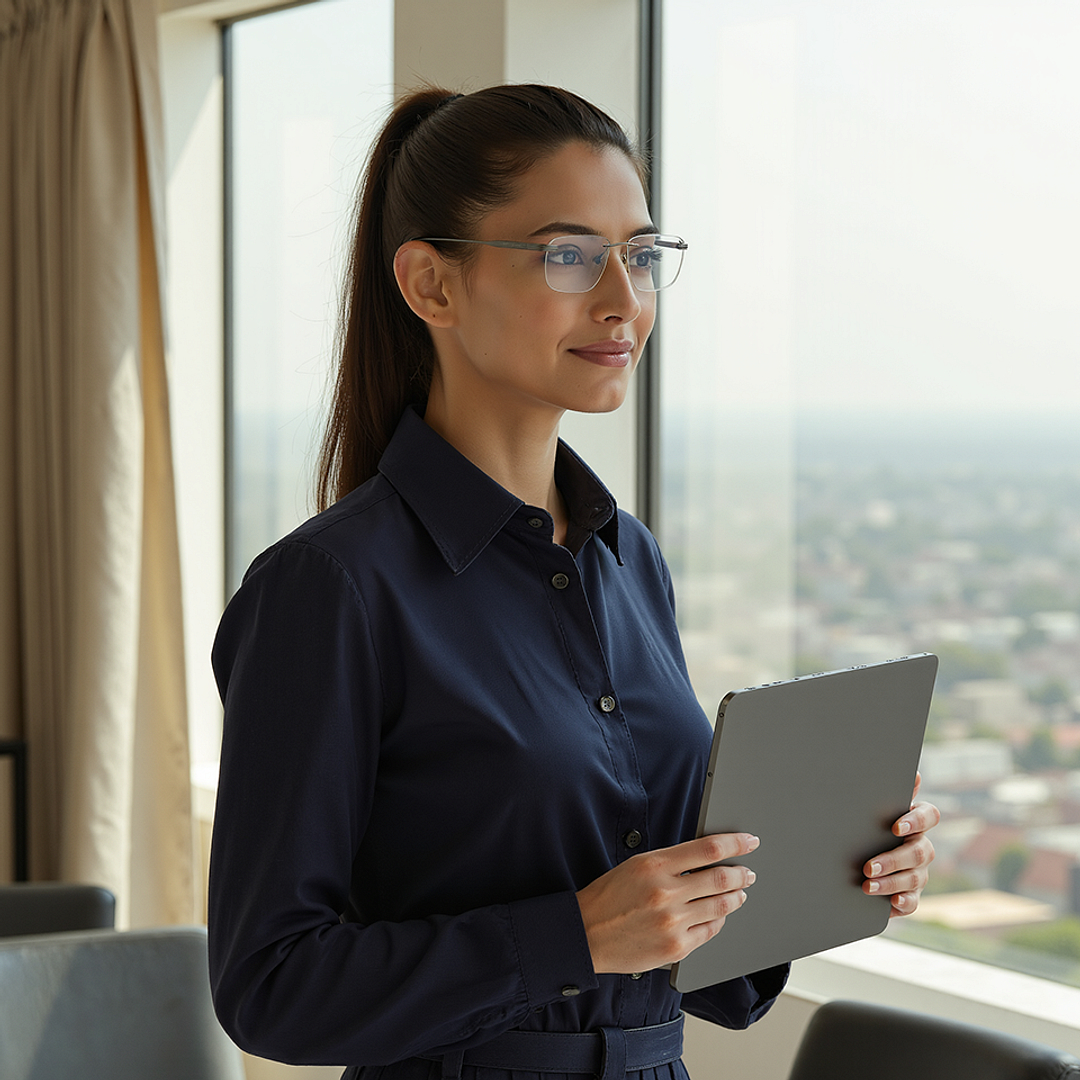 Vincent Chase Dark Gunmetal Rimless Rectangle right side
