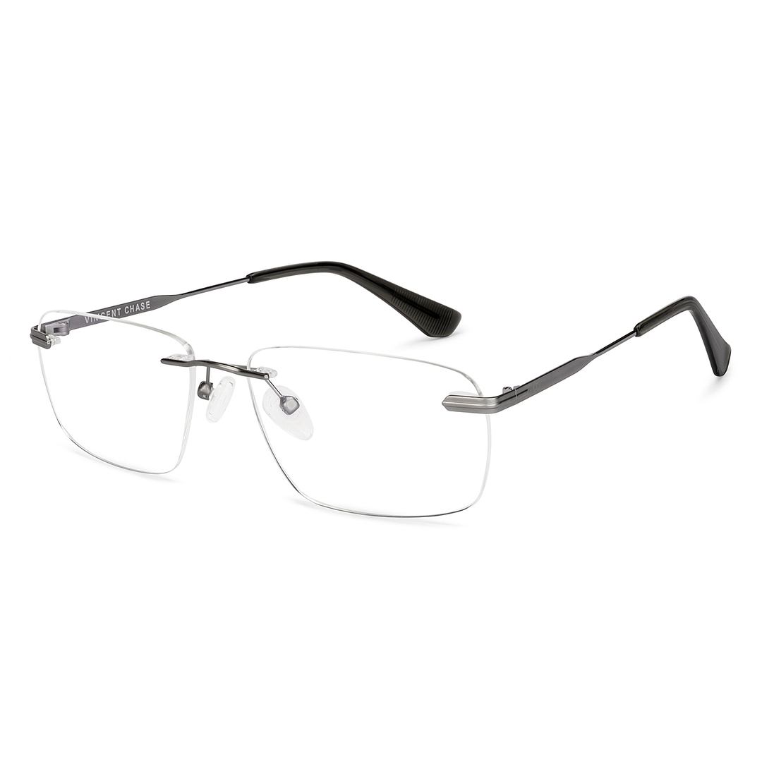 Vincent Chase Dark Gunmetal Rimless Rectangle right side