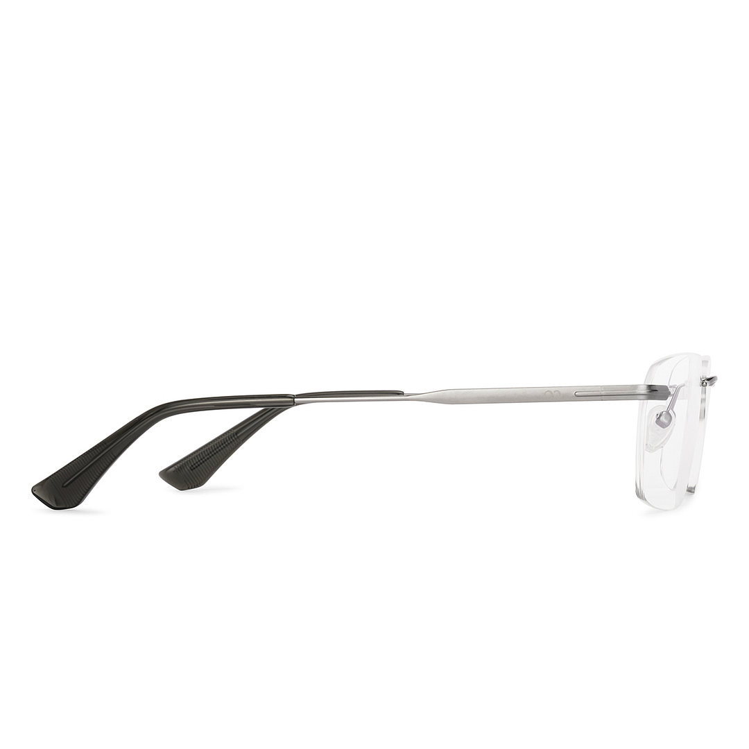 Vincent Chase Dark Gunmetal Rimless Rectangle left side