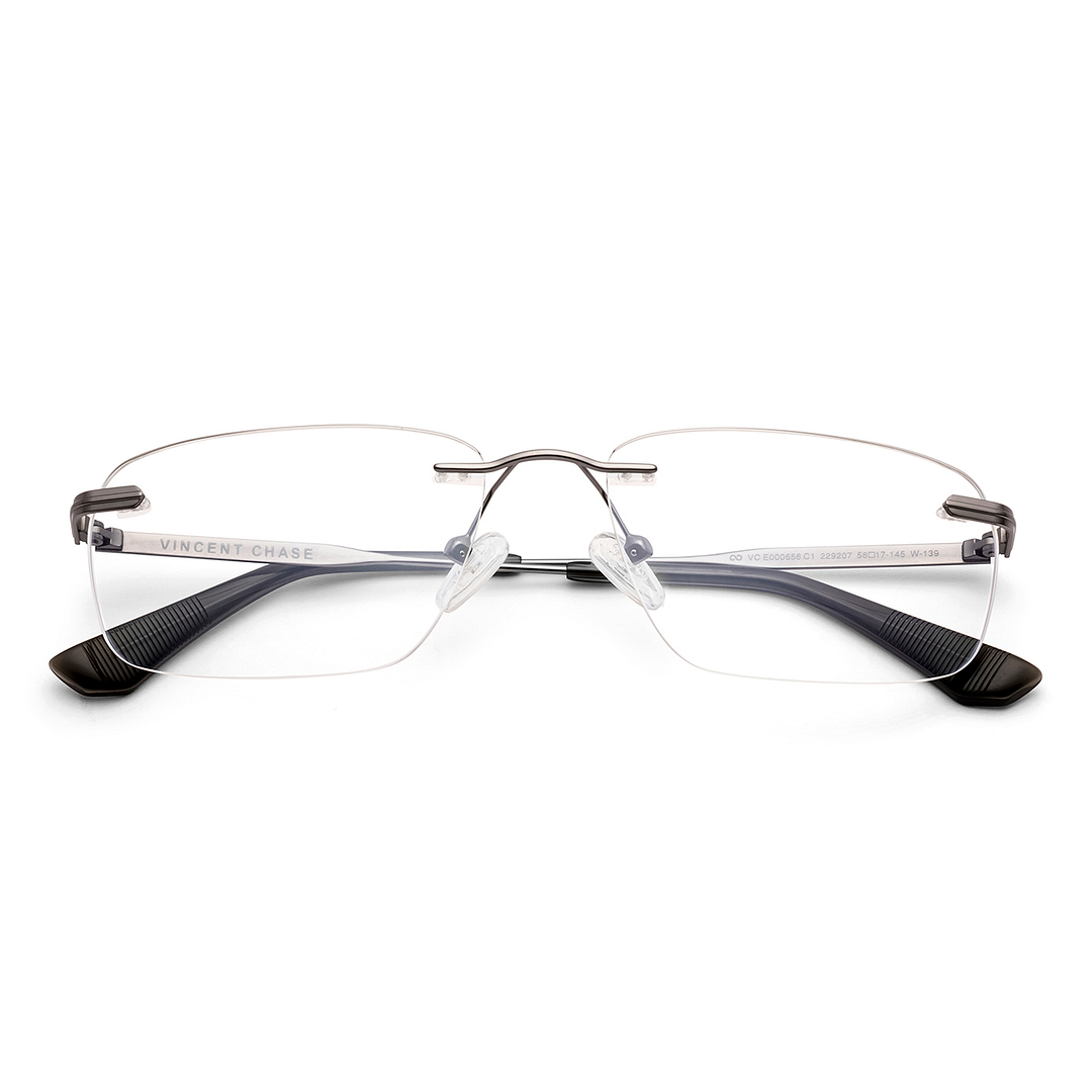Vincent Chase Dark Gunmetal Rimless Rectangle left side
