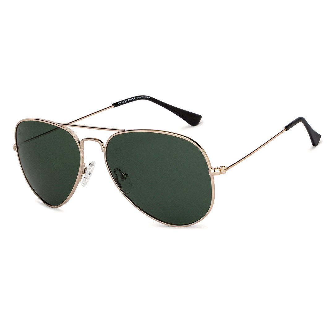 Vincent Chase Polarized Gold Full Rim Aviator left side