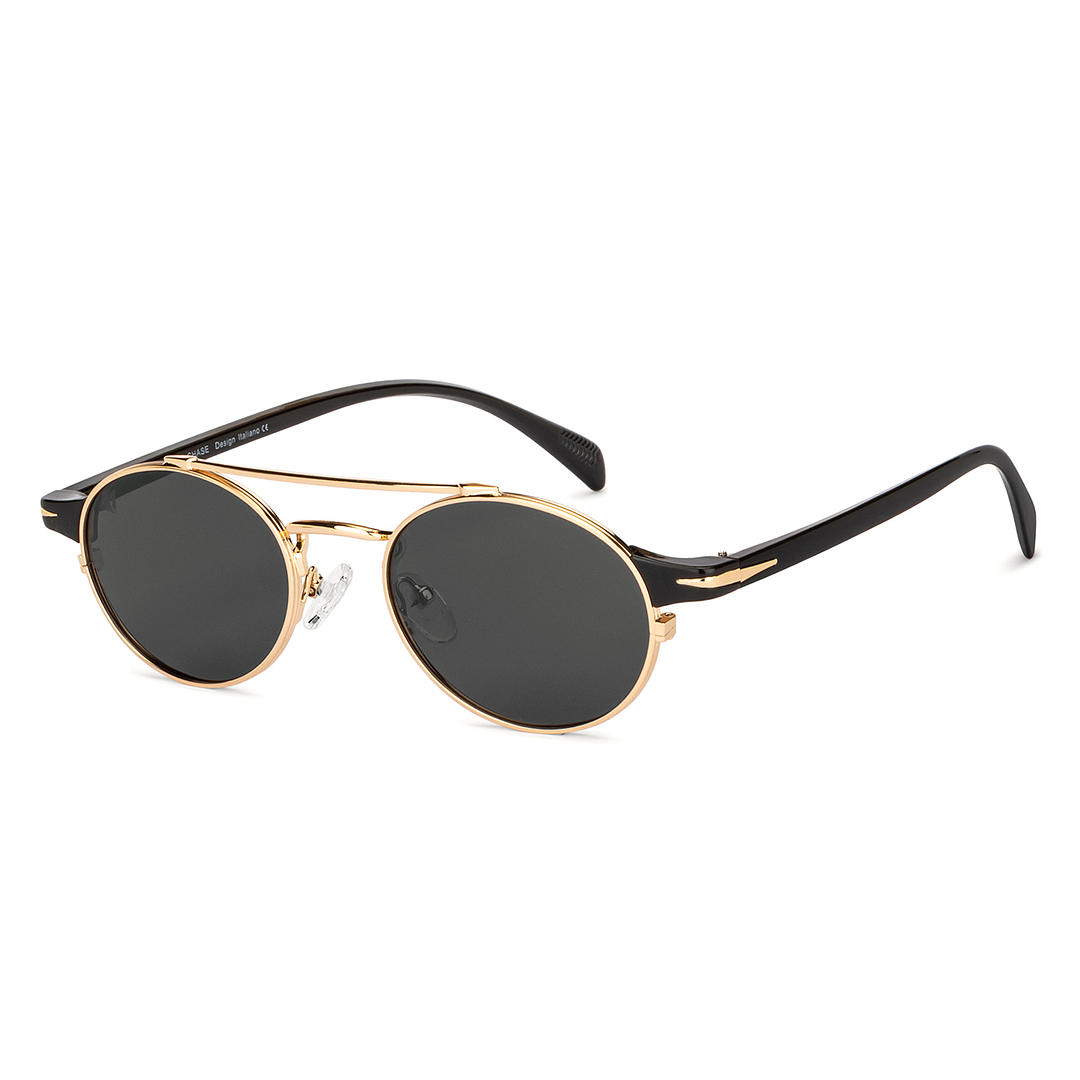 Grey Black Full Rim Round Vincent Chase METAL SUN VC S14666 Sunglasses