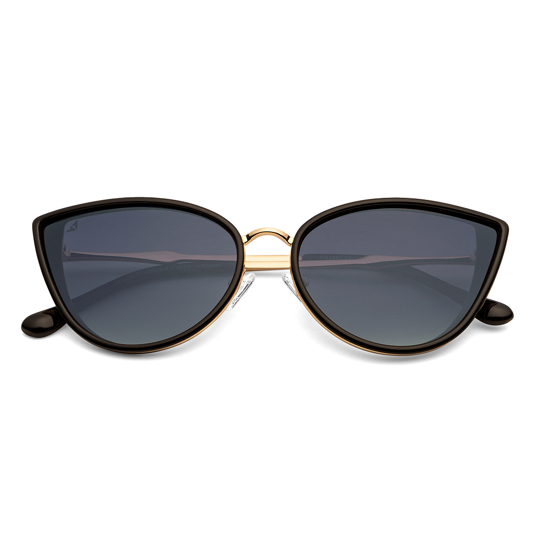 Vincent Chase Polarized Black Full Rim Cat Eye left side