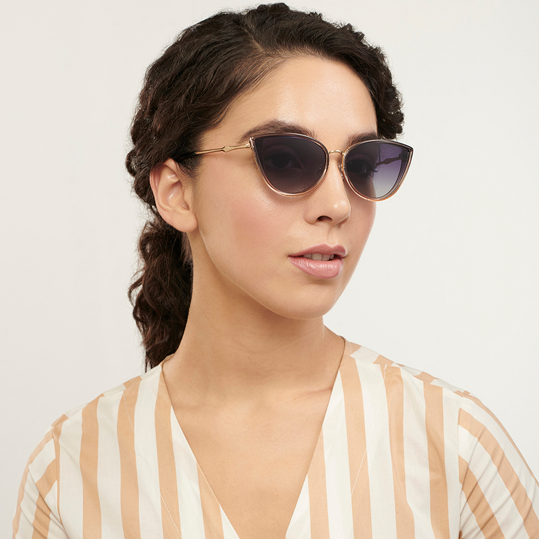 Vincent Chase Polarized Gold Full Rim Cat Eye left side