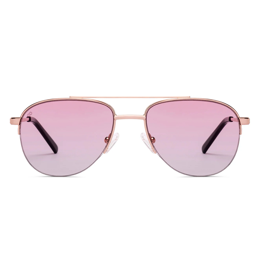 Buy Gold Black Pink Gradient Half Rim Aviator Vincent Chase METAL