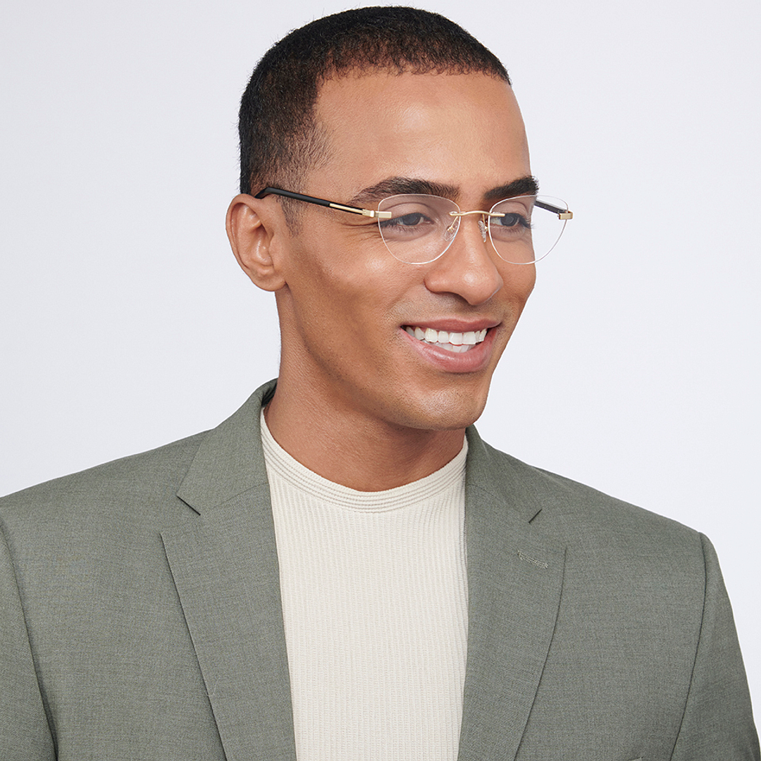 Vincent Chase Online Gold Rimless Cat Eye left side