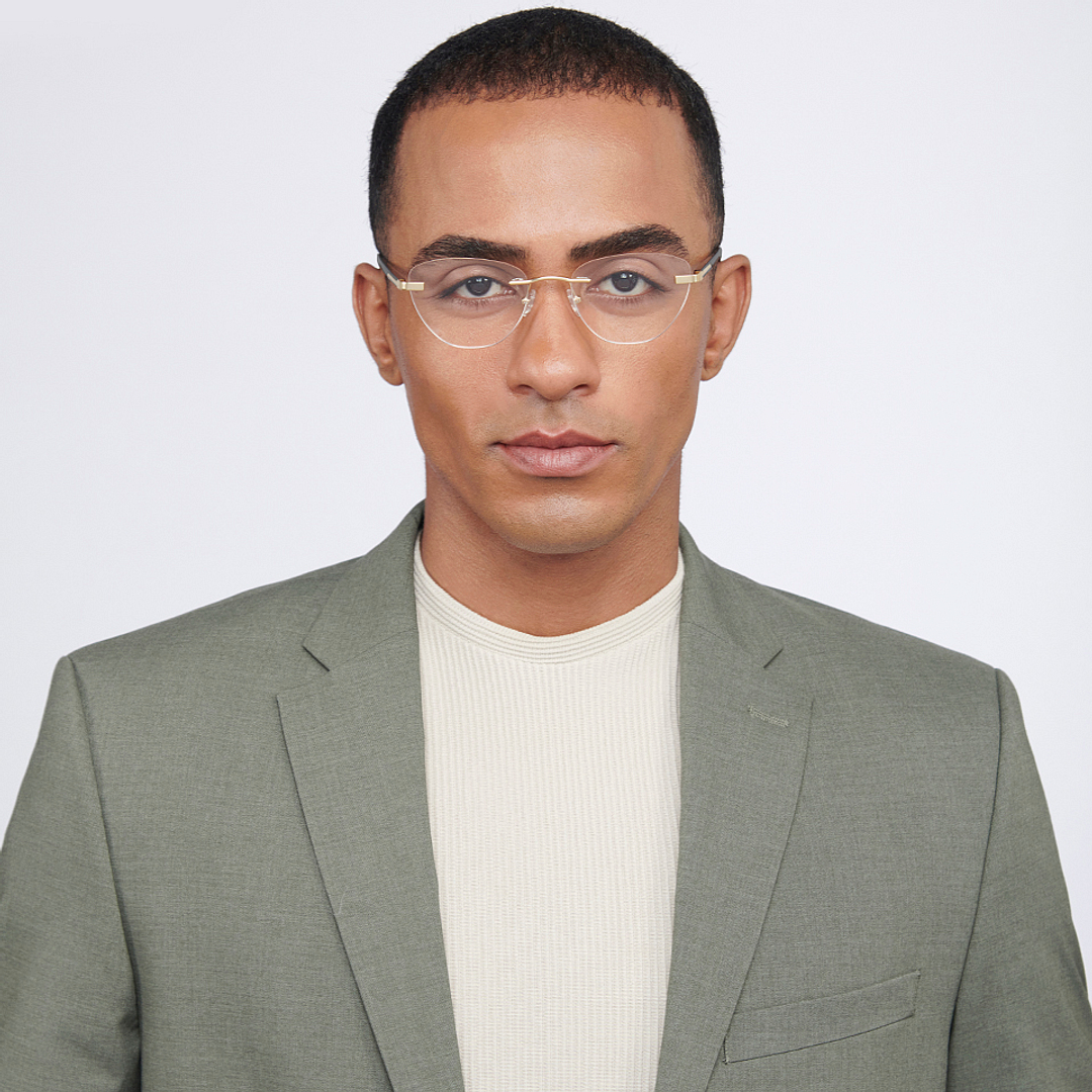 Vincent Chase Online Gold Rimless Cat Eye right side