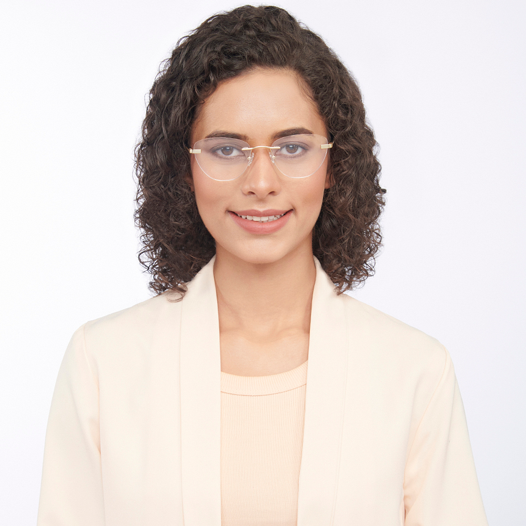 Vincent Chase Online Gold Rimless Cat Eye left side