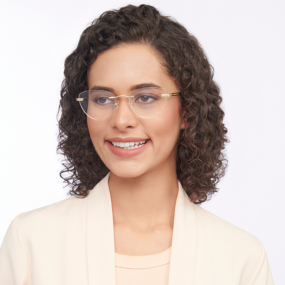 Vincent Chase Online Gold Rimless Cat Eye right side