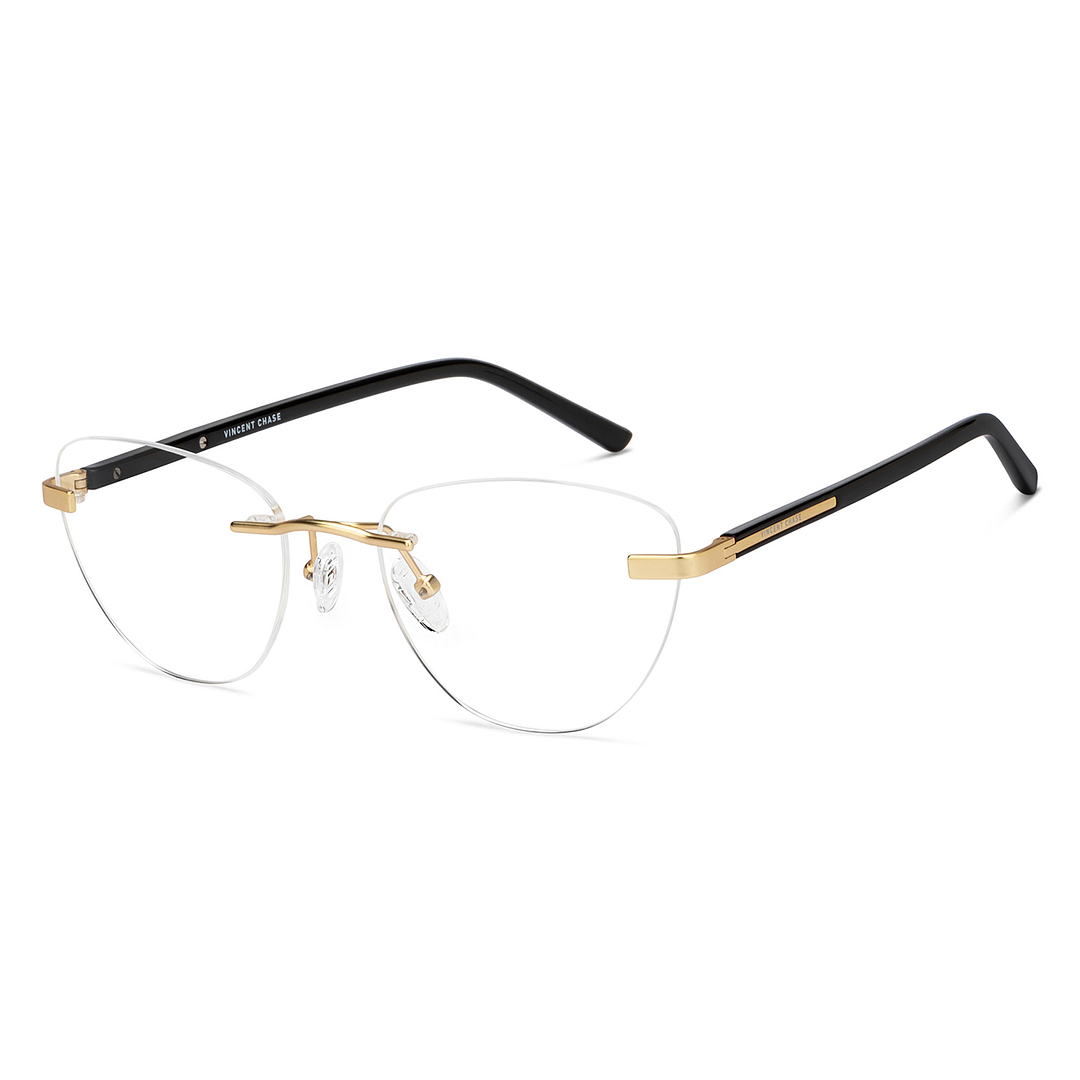 Vincent Chase Online Gold Rimless Cat Eye right side