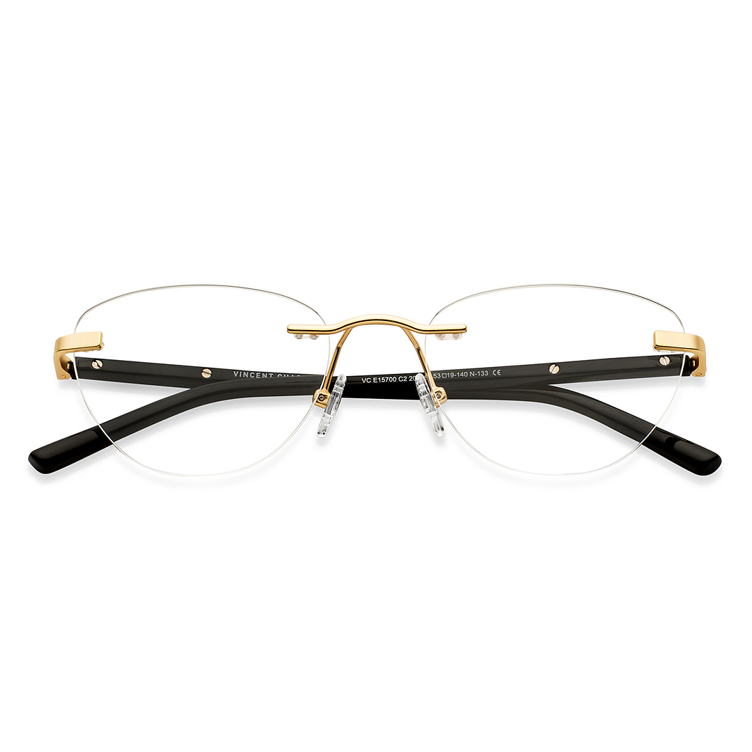 Vincent Chase Online Gold Rimless Cat Eye left side