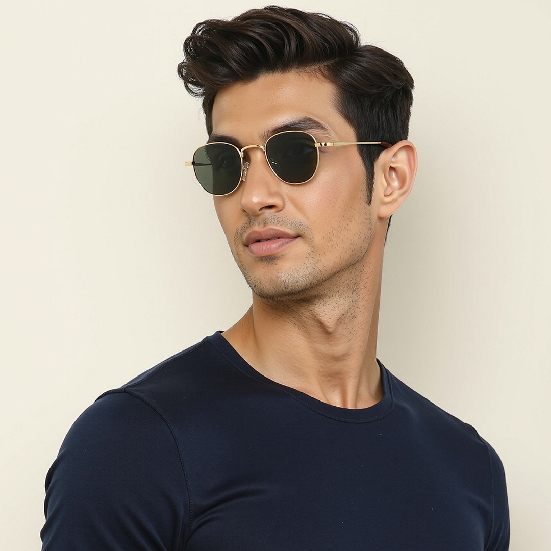 Buy Gold Brown Green Full Rim Round Vincent Chase Polarized The