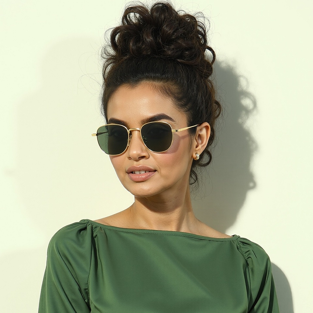 Buy Gold Brown Green Full Rim Round Vincent Chase Polarized The