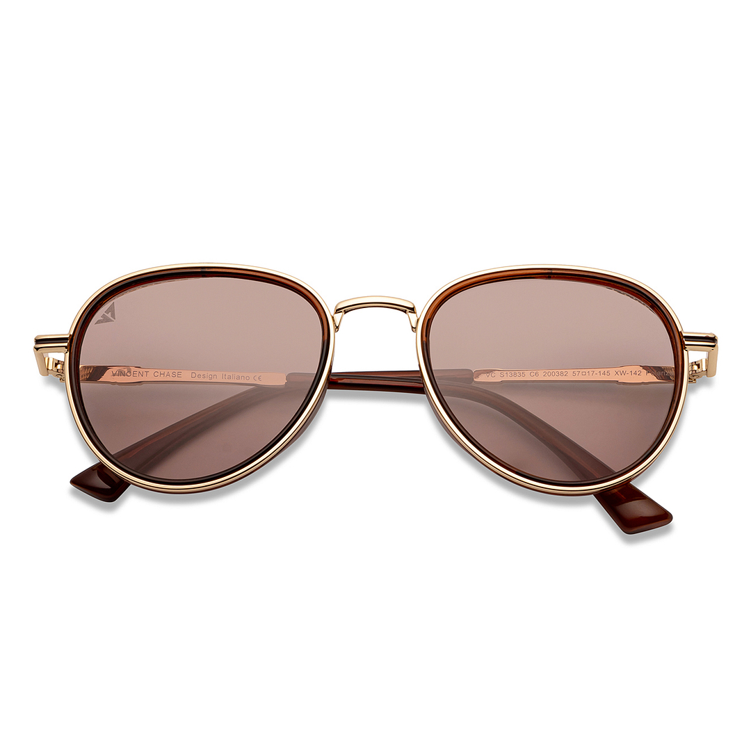 Vincent Chase Online Gold Full Rim Aviator left side