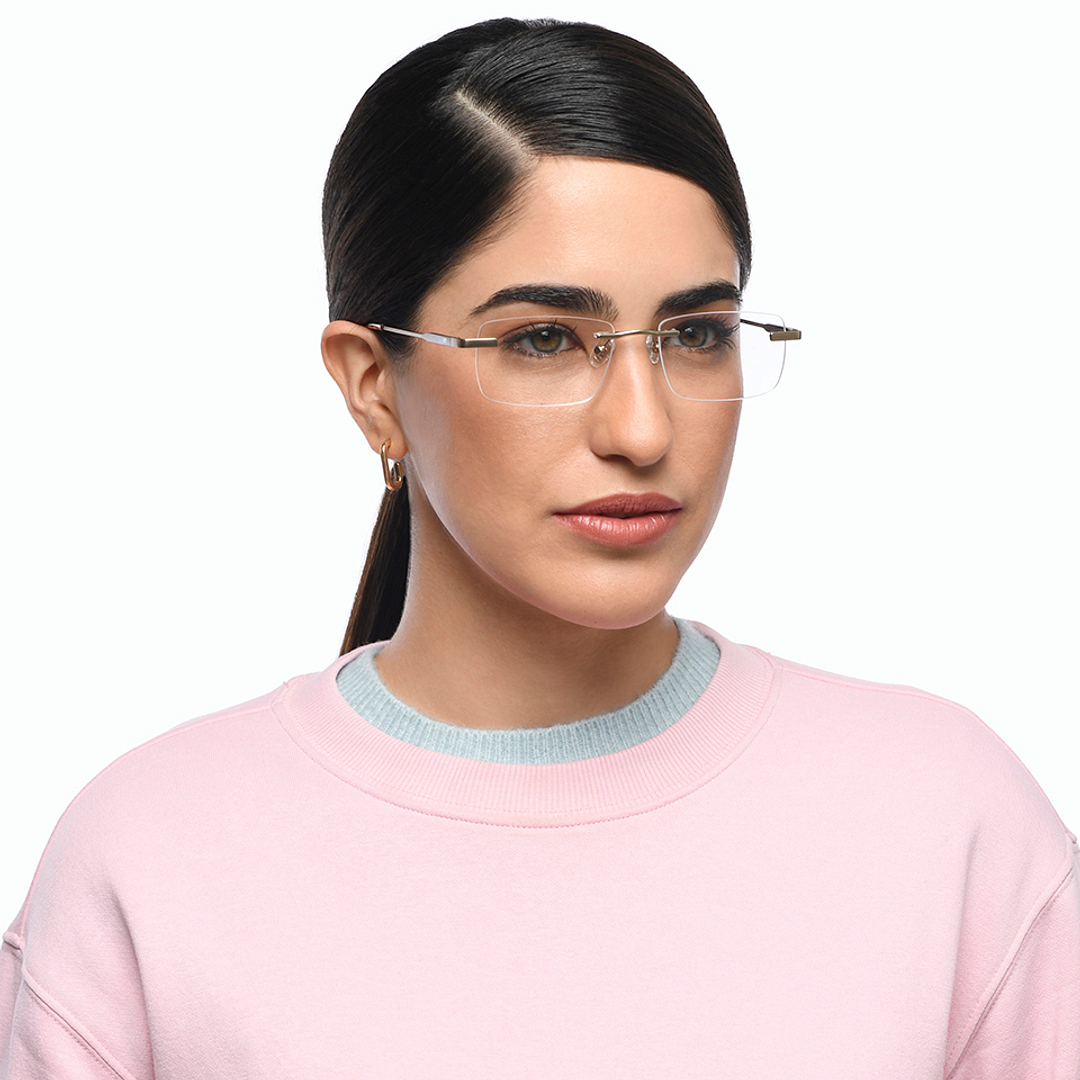 Vincent Chase Online Gold Rimless Rectangle left side