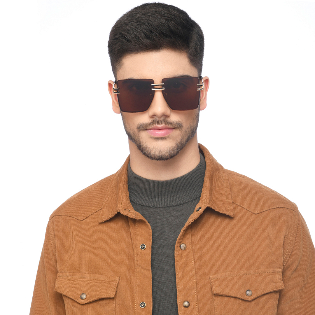 Vincent Chase Online Gold Rimless Rectangle left side