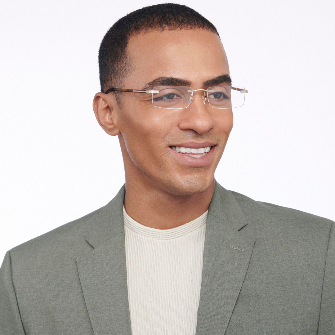 Vincent Chase Online Gold Rimless Rectangle left side