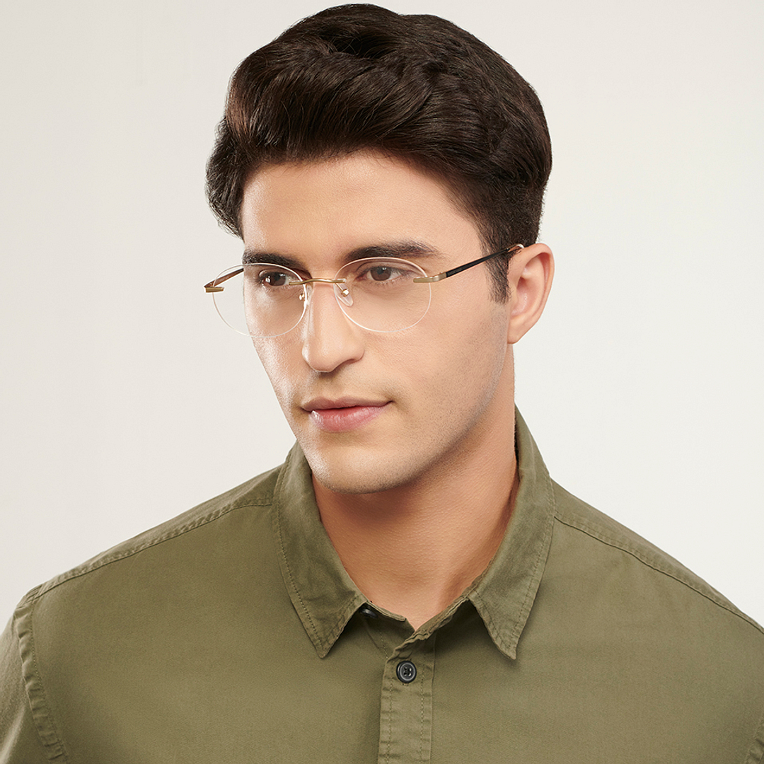 Vincent Chase Online Gold Rimless Round right side