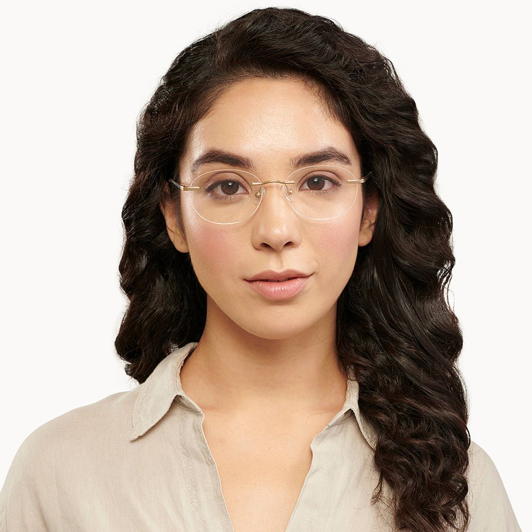 Vincent Chase Online Gold Rimless Round right side
