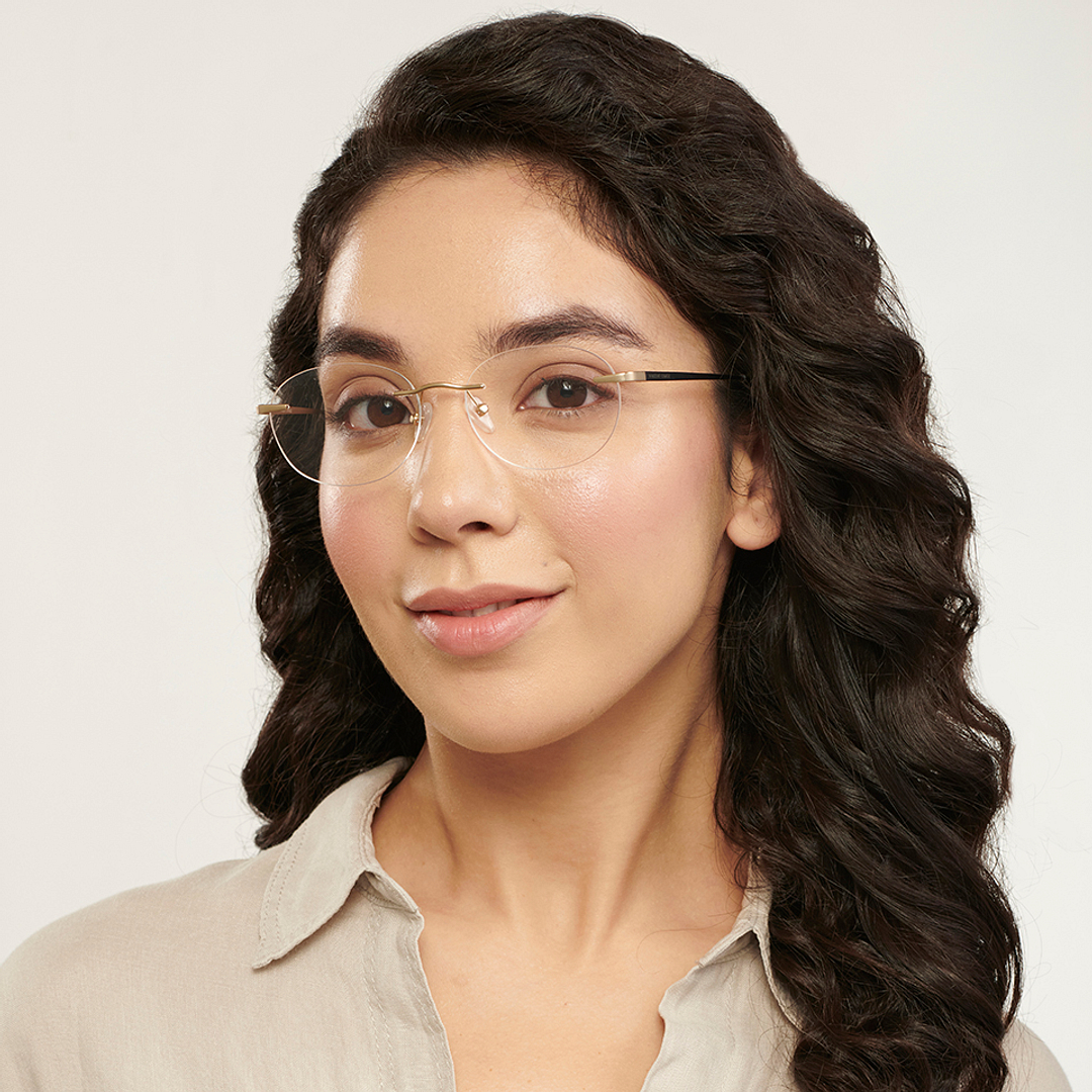 Vincent Chase Online Gold Rimless Round left side