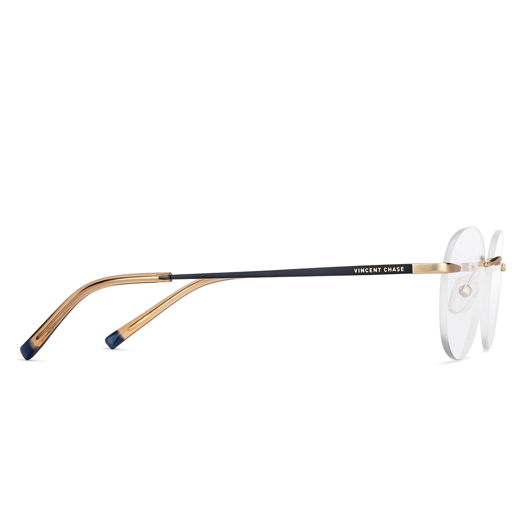Vincent Chase Online Gold Rimless Round left side