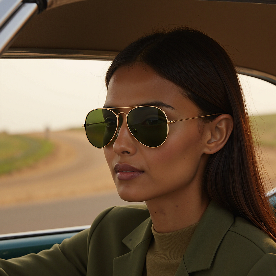 わか Green Gold Full Rim Aviator Vincent Chase Metal VC S18515-XW