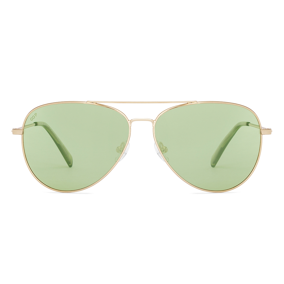 Green Gold Full Rim Aviator Vincent Chase Polarized Metal VC