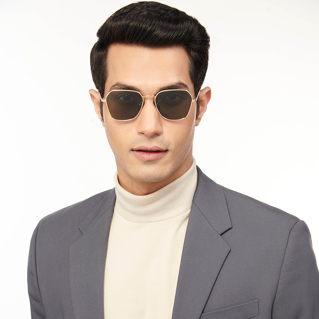 Vincent Chase Polarized Gold Full Rim Geometric left side