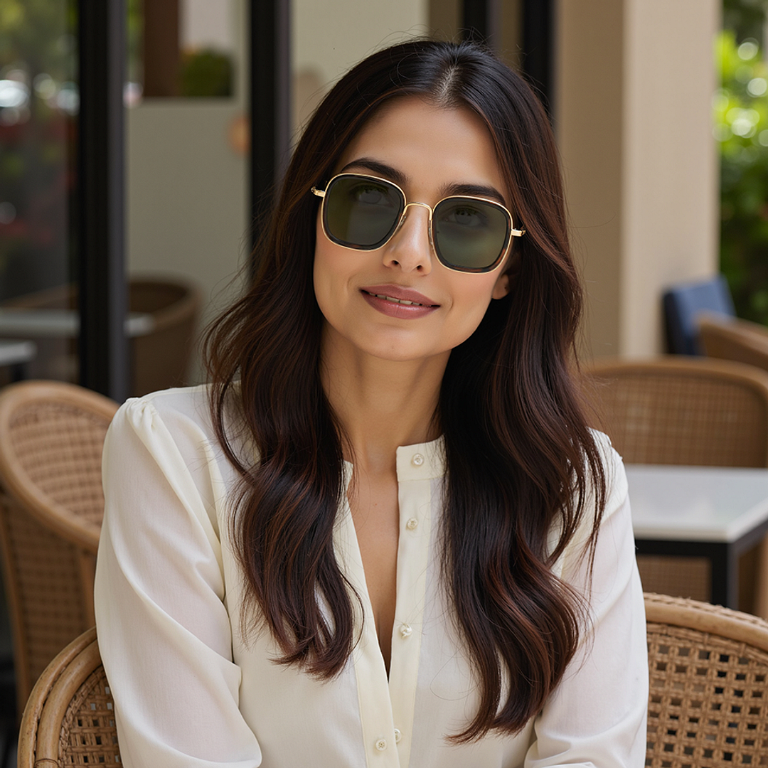 Green Gold Full Rim Square Vincent Chase Polarized Sun Metal VC