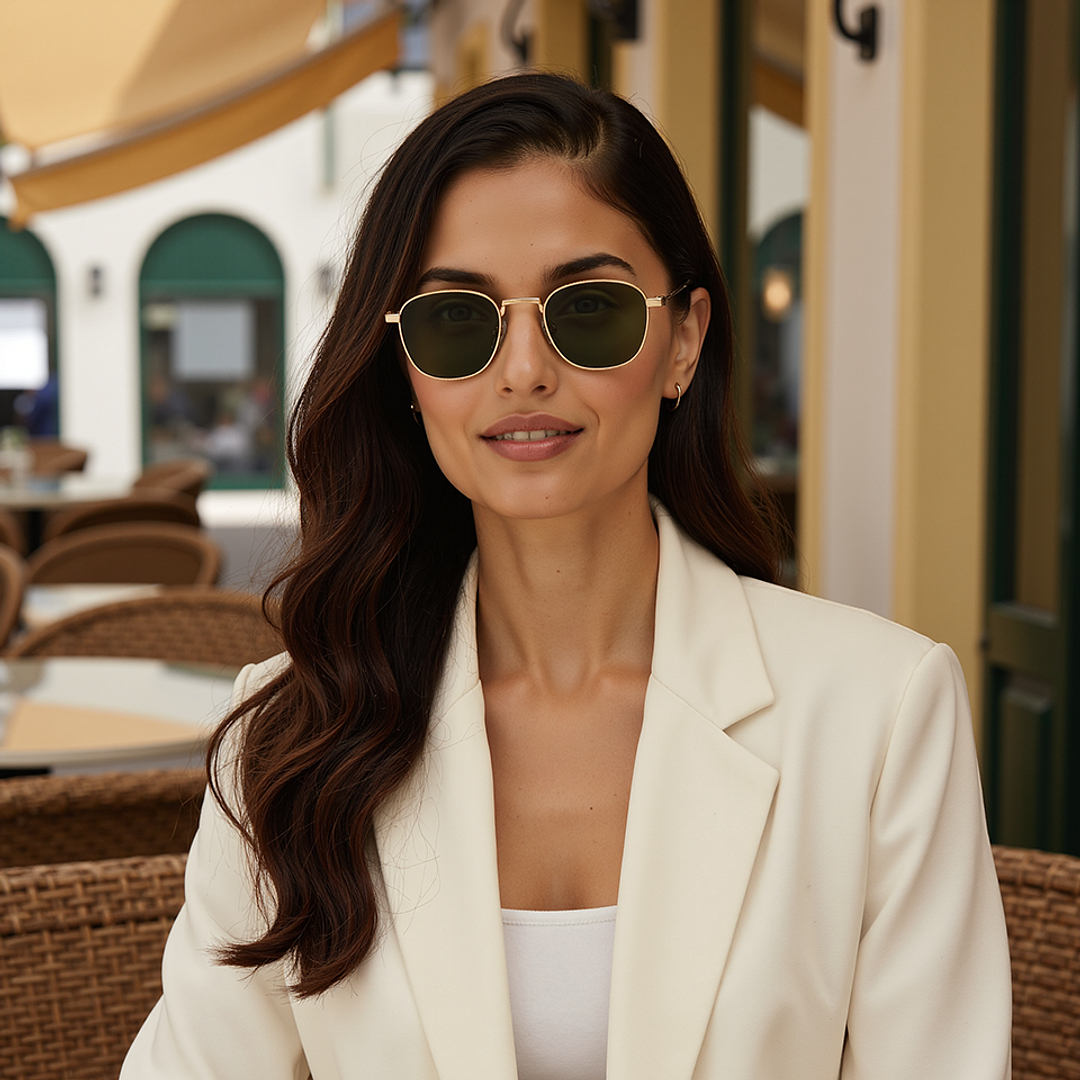 Green Gold Full Rim Square Vincent Chase Polarized Metal VC S18504