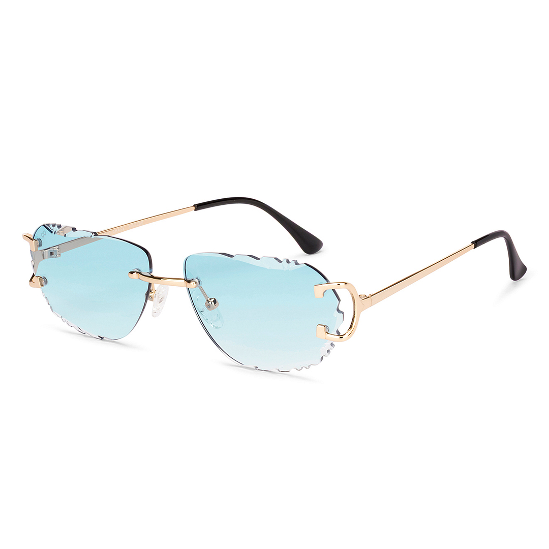Green Gradient Gold Rimless Rectangle Vincent Chase Sun Metal VC