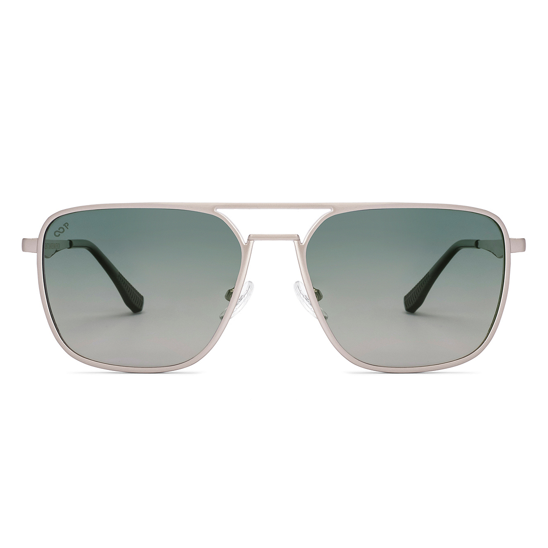 Buy Green Gradient Silver Full Rim Square Vincent Chase Polarized