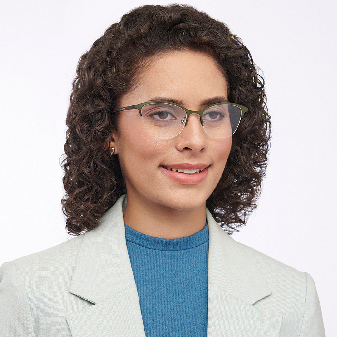 Vincent Chase Online Green Half Rim Cat Eye left side