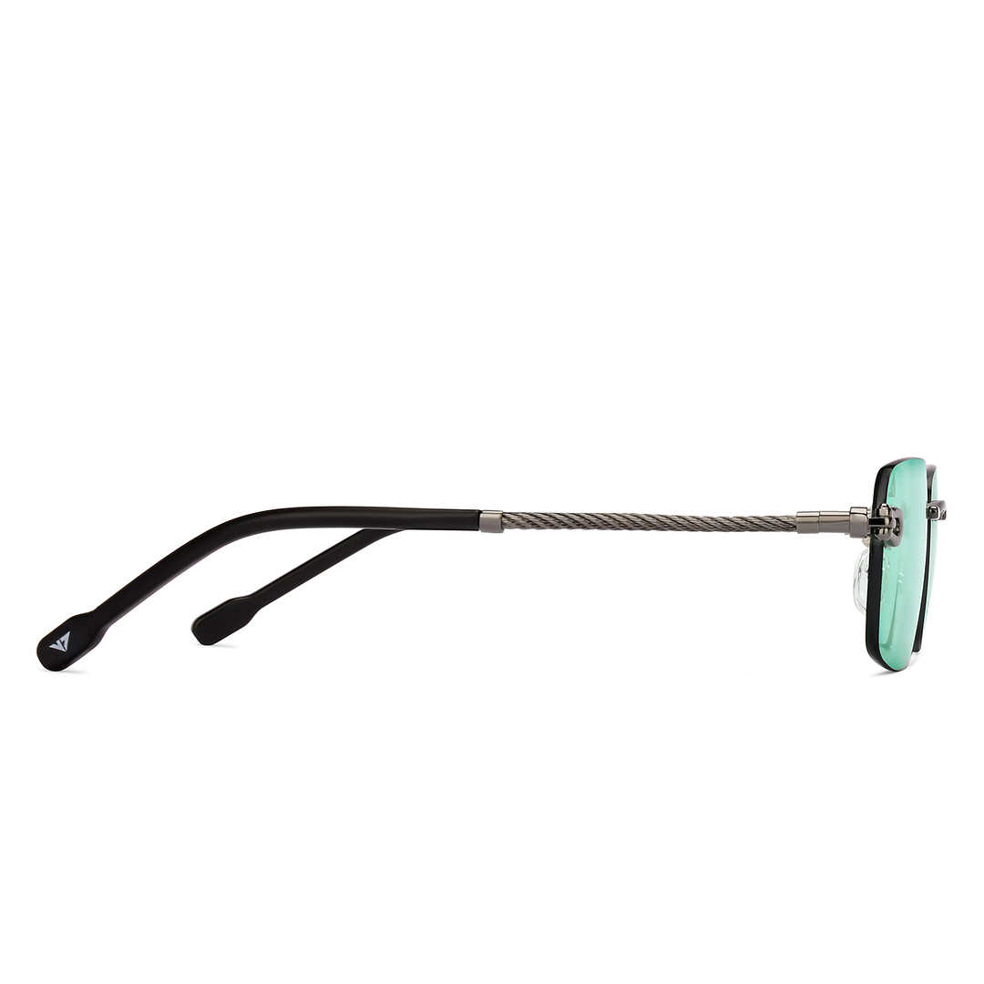 Vincent Chase Online Gunmetal Rimless Rectangle left side