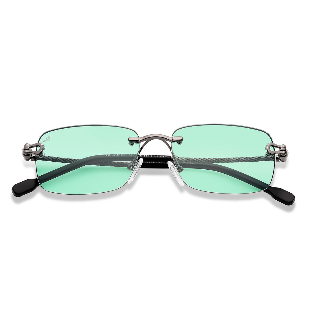 Vincent Chase Online Gunmetal Rimless Rectangle left side