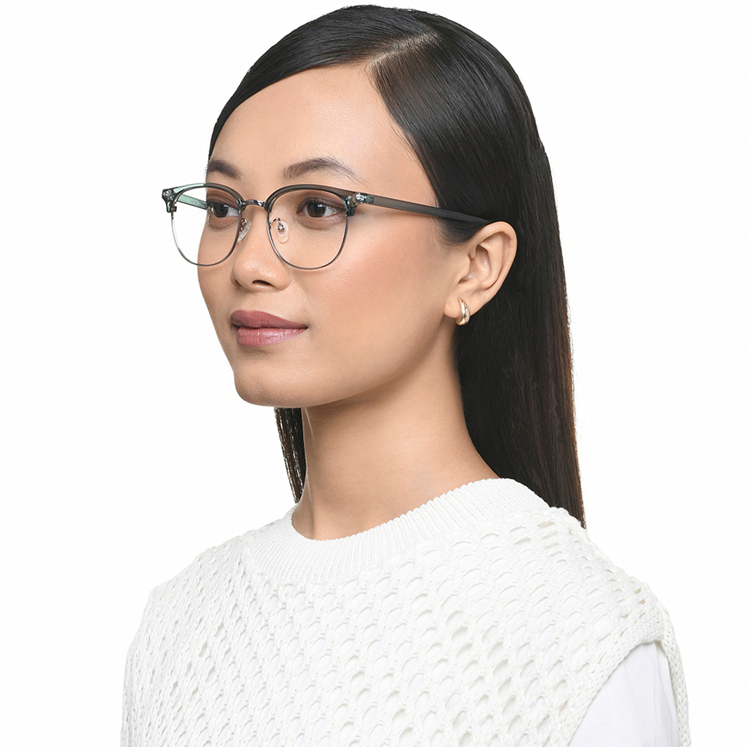 Vincent Chase Online Green Transparent Full Rim Clubmaster left side