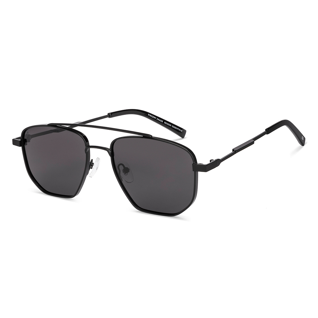 Buy Grey Black Full Rim Geometric Vincent Chase Polarized METAL