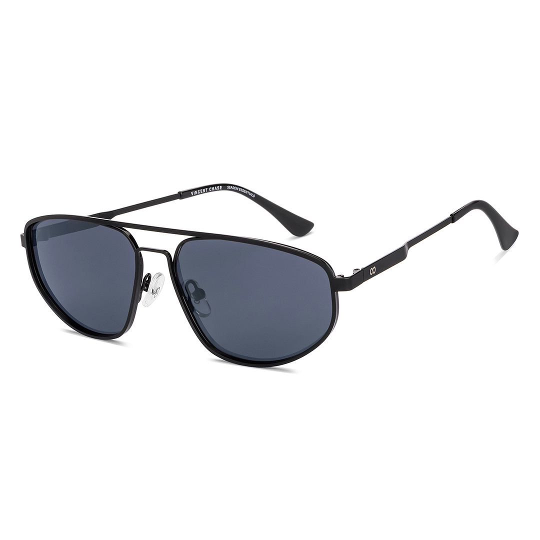 Buy Grey Black Full Rim Rectangle Vincent Chase Polarized METAL