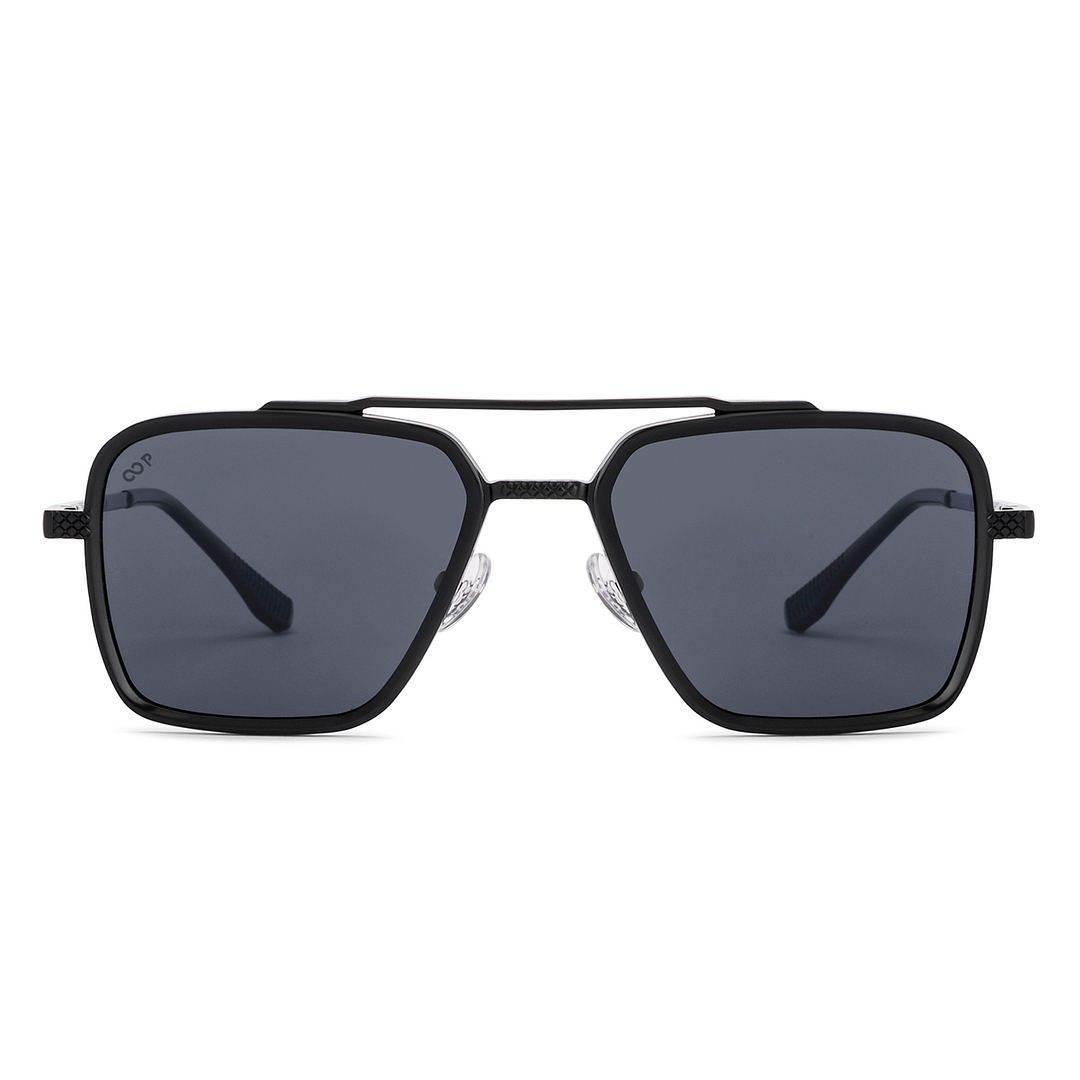 Buy Grey Black Full Rim Rectangle Vincent Chase Polarized VC Sun